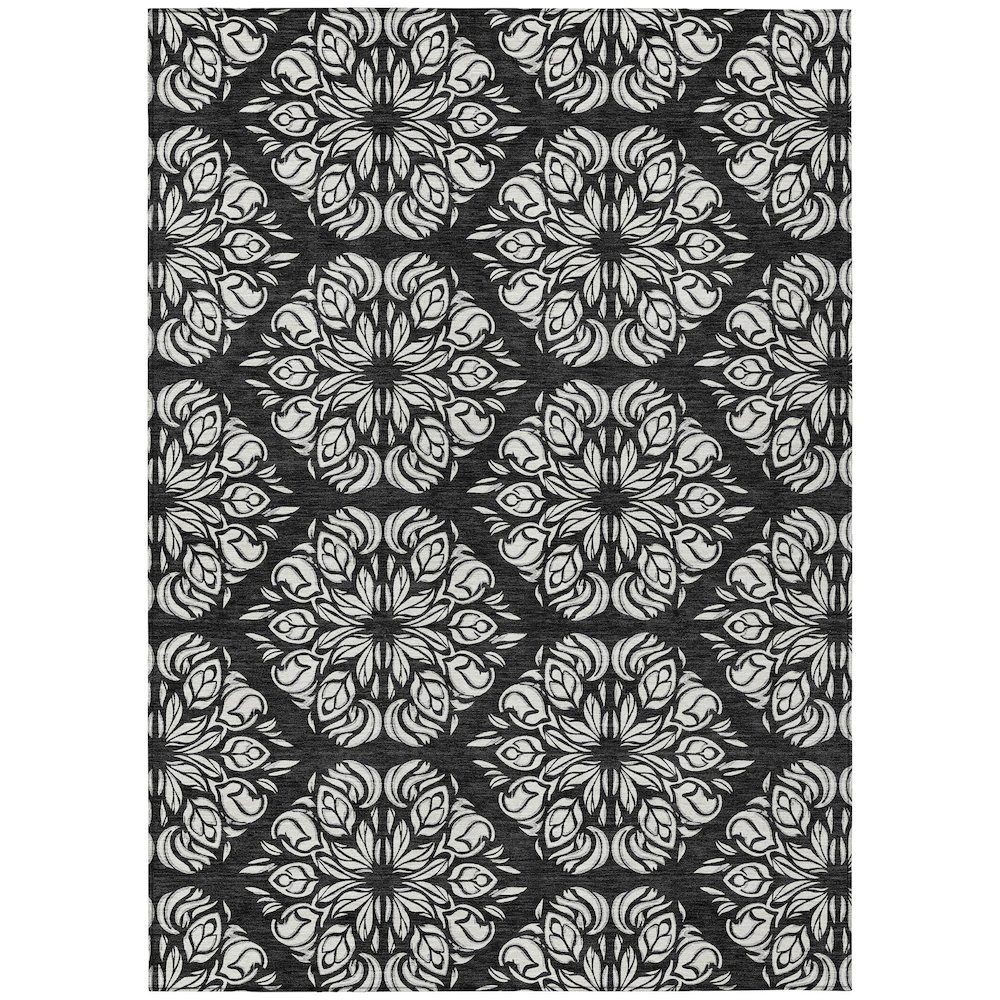 Machine Washable Indoor/Outdoor Chantille ACN2456 Black 2'6" x 3'10" Rug. Picture 1