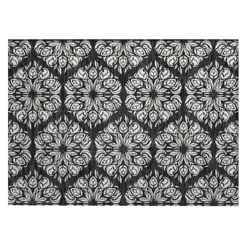 Machine Washable Indoor/Outdoor Chantille ACN2456 Black 1'8" x 2'6" Rug. Picture 1
