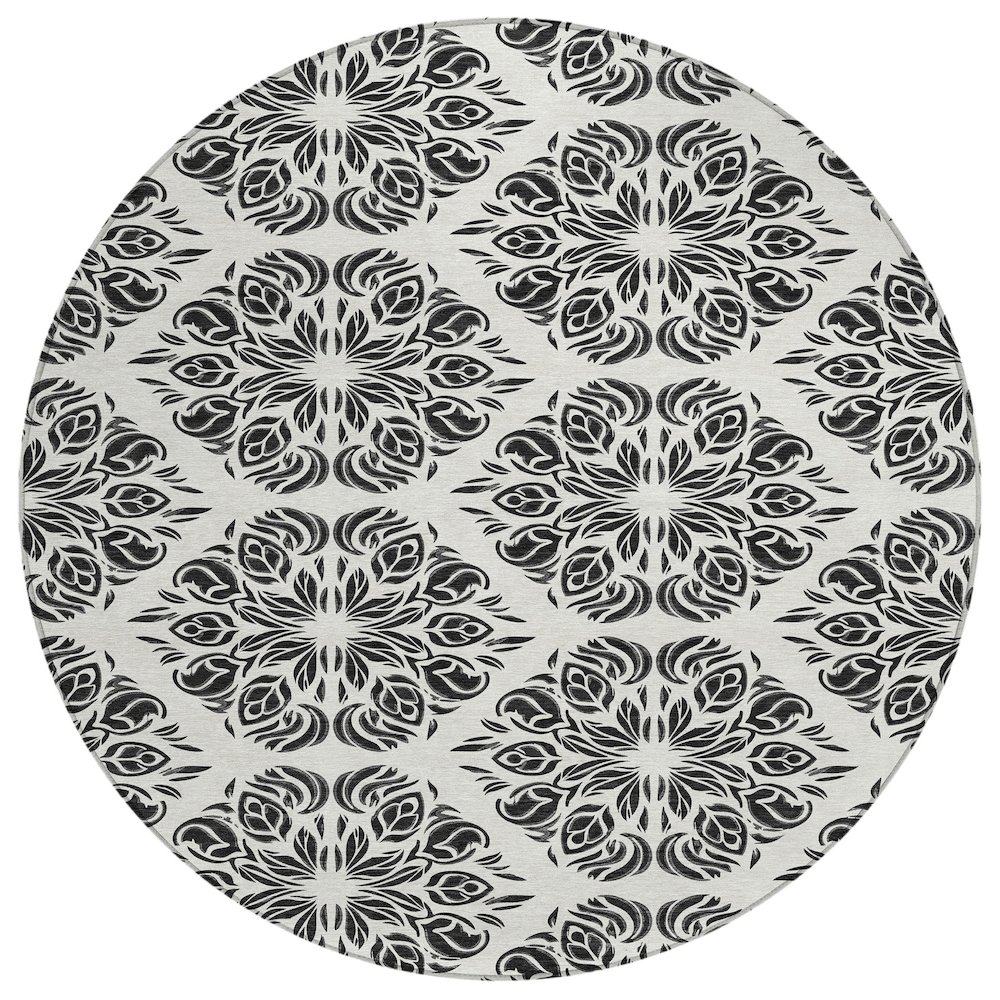 Machine Washable Indoor/Outdoor Chantille ACN2456 Ivory 8' x 8' Round Rug. Picture 1
