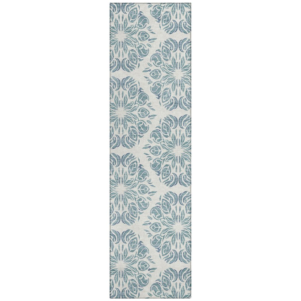 Machine Washable Indoor/Outdoor Chantille ACN2456 Teal 2'3" x 7'6" Runner Rug. Picture 1