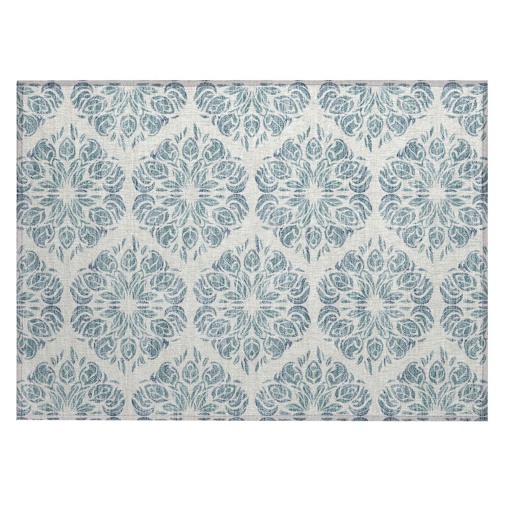 Machine Washable Indoor/Outdoor Chantille ACN2456 Teal 1'8" x 2'6" Rug. Picture 1