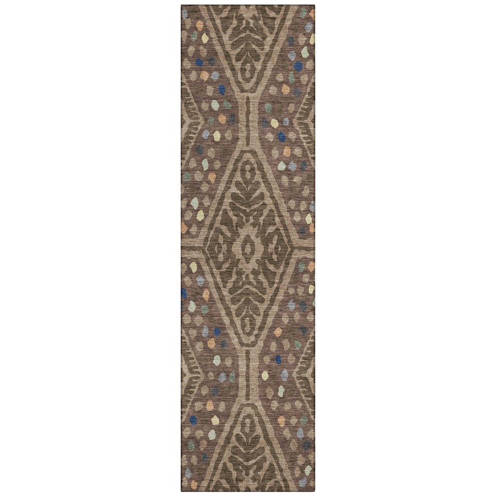 Machine Washable Indoor/Outdoor Chantille ACN2457 Brown 2'3" x 7'6" Runner Rug. Picture 1