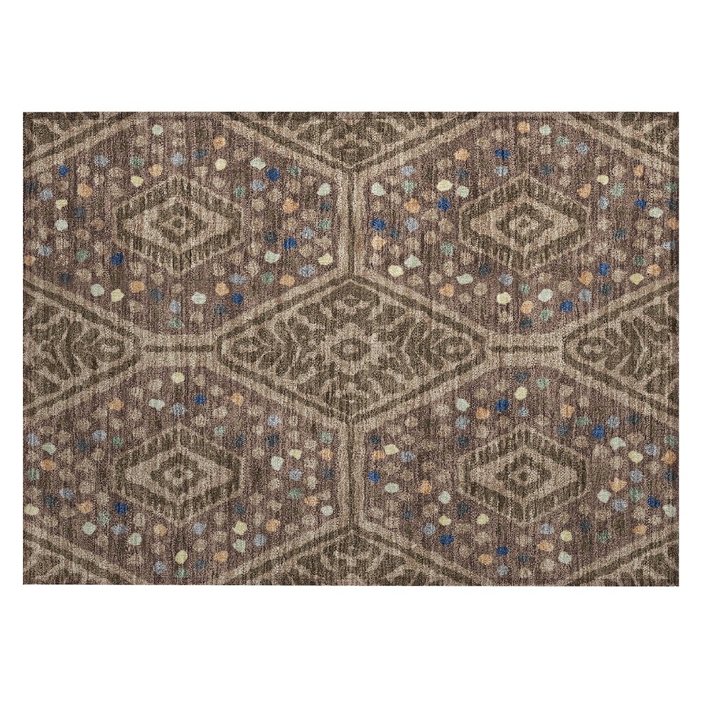 Machine Washable Indoor/Outdoor Chantille ACN2457 Brown 1'8" x 2'6" Rug. Picture 1