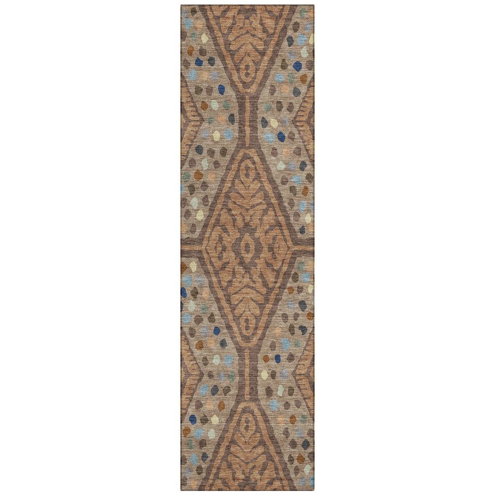 Machine Washable Indoor/Outdoor Chantille ACN2457 Orange 2'3" x 7'6" Runner Rug. Picture 1