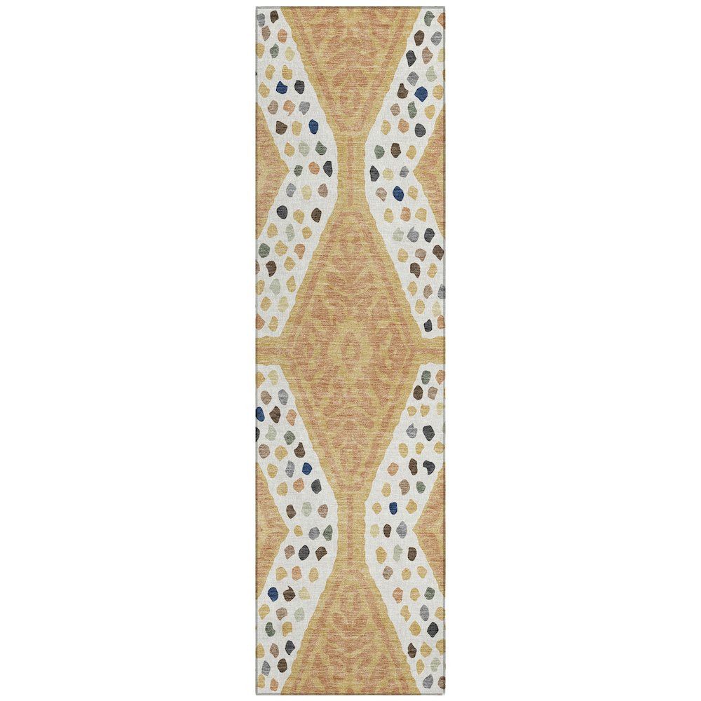 Machine Washable Indoor/Outdoor Chantille ACN2457 Gold 2'3" x 7'6" Runner Rug. Picture 1