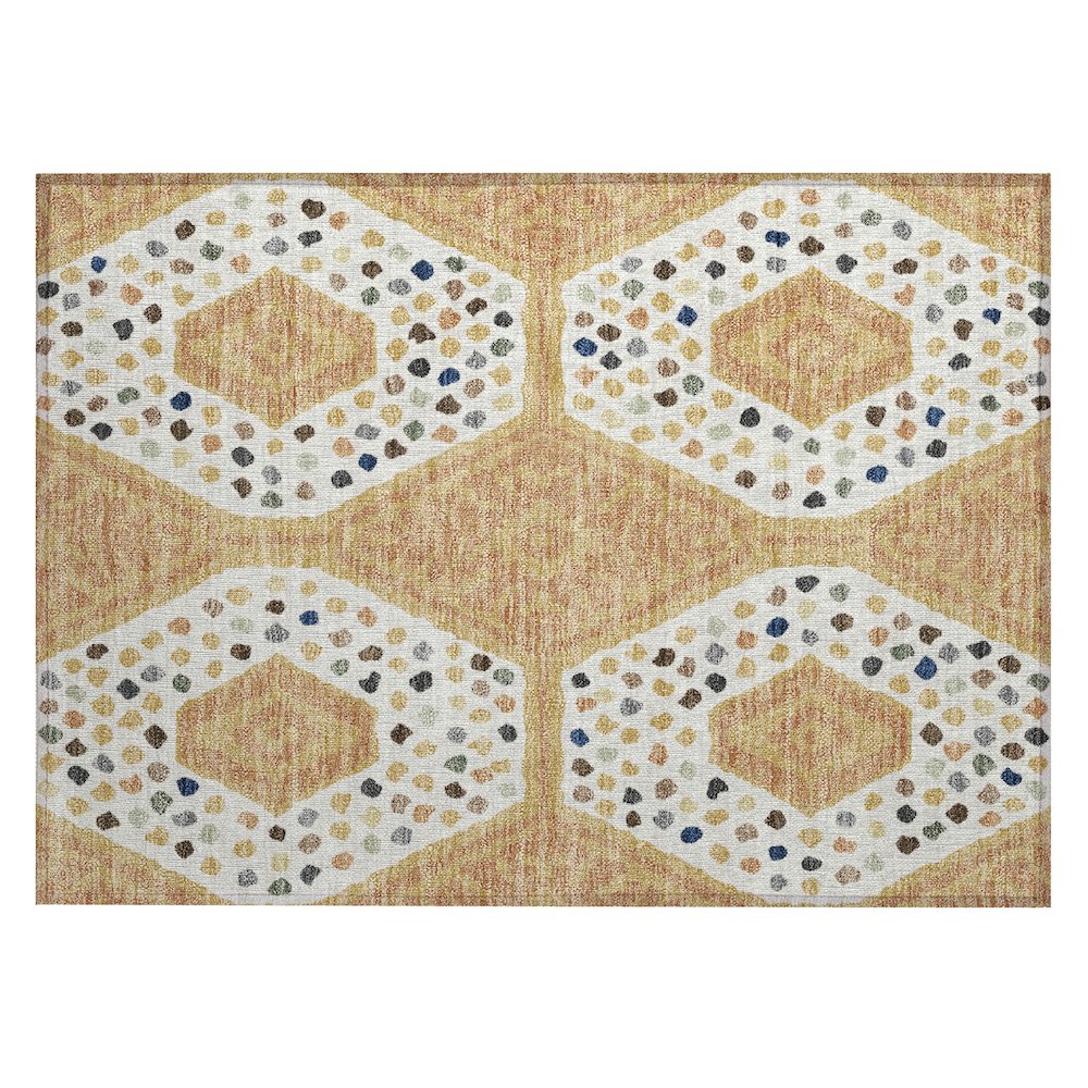 Machine Washable Indoor/Outdoor Chantille ACN2457 Gold 1'8" x 2'6" Rug. Picture 1