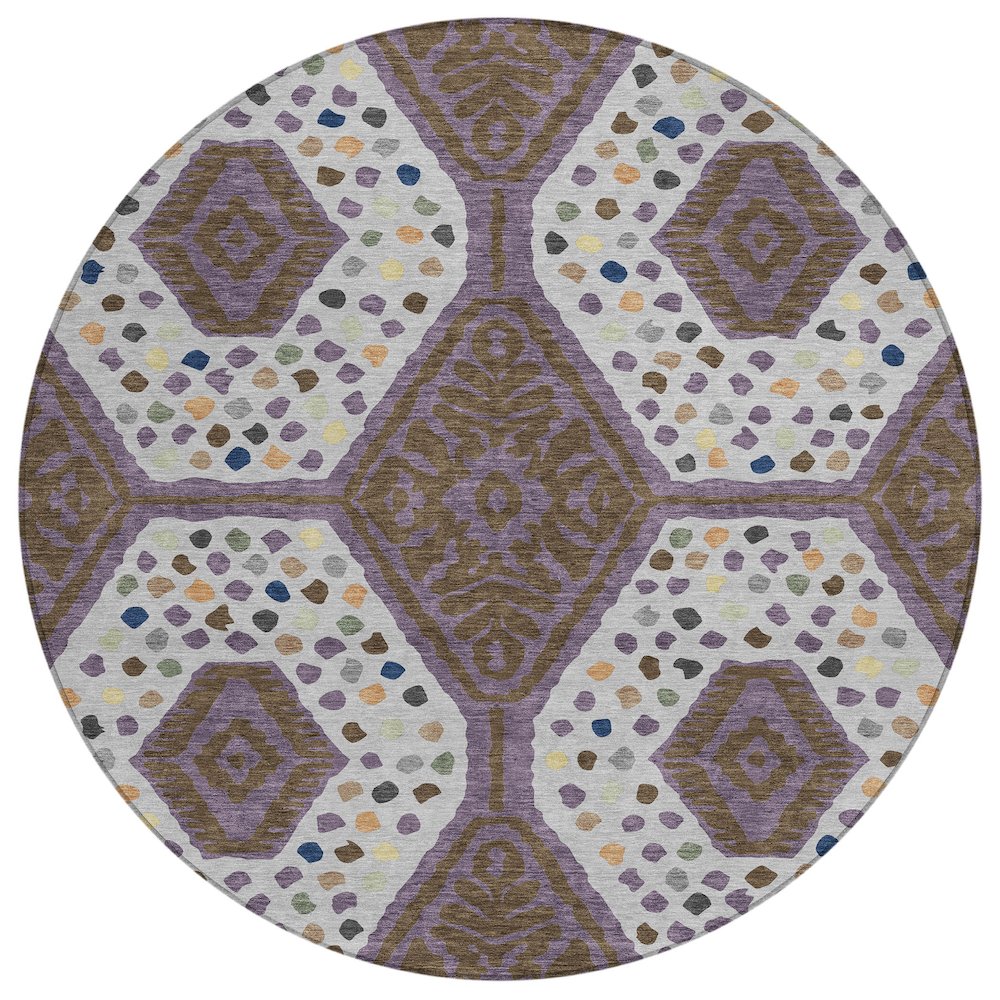 Machine Washable Indoor/Outdoor Chantille ACN2457 Purple 8' x 8' Round Rug. Picture 1