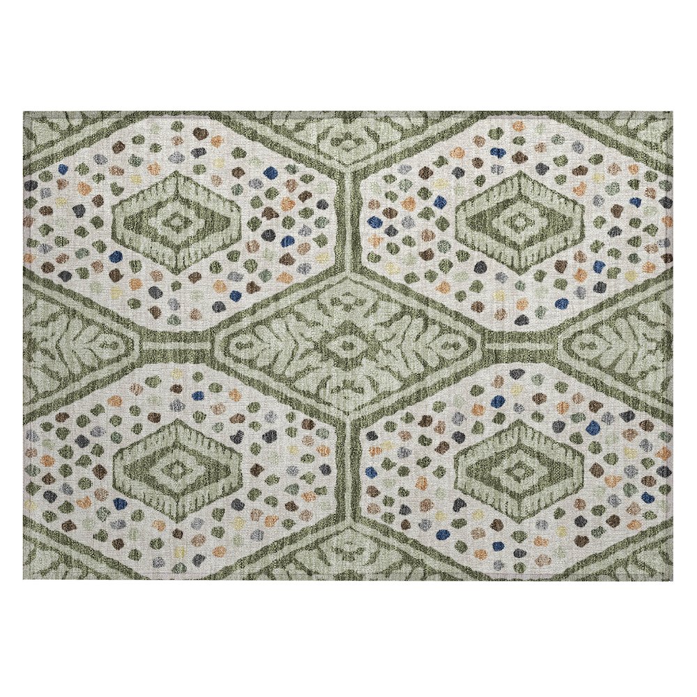 Machine Washable Indoor/Outdoor Chantille ACN2457 Green 1'8" x 2'6" Rug. Picture 1