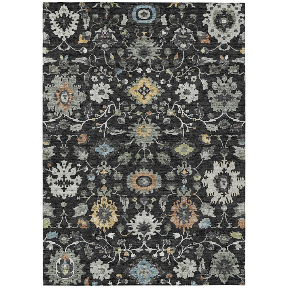 Machine Washable Indoor/Outdoor Chantille ACN2458 Black 2'6" x 3'10" Rug. Picture 1