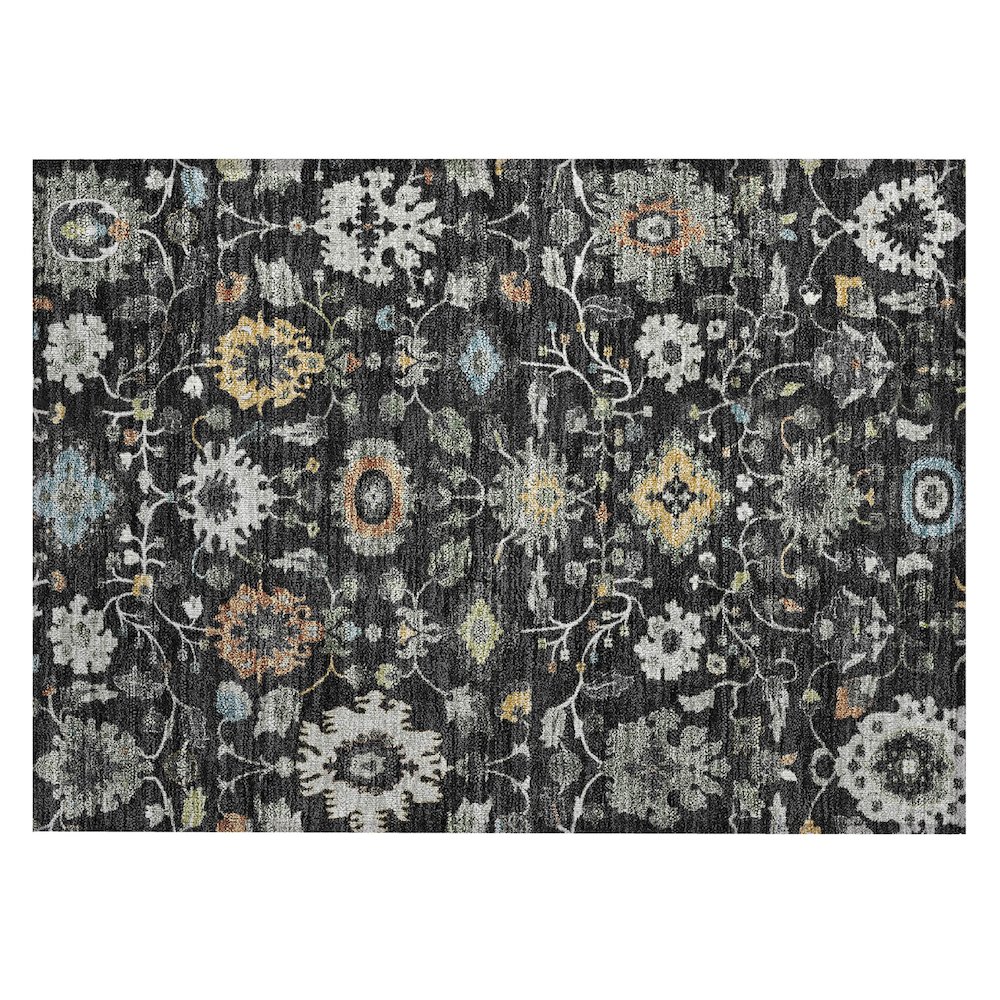 Machine Washable Indoor/Outdoor Chantille ACN2458 Black 1'8" x 2'6" Rug. Picture 1