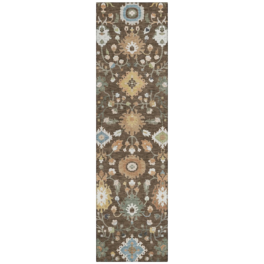 Machine Washable Indoor/Outdoor Chantille ACN2458 Brown 2'3" x 7'6" Runner Rug. Picture 1