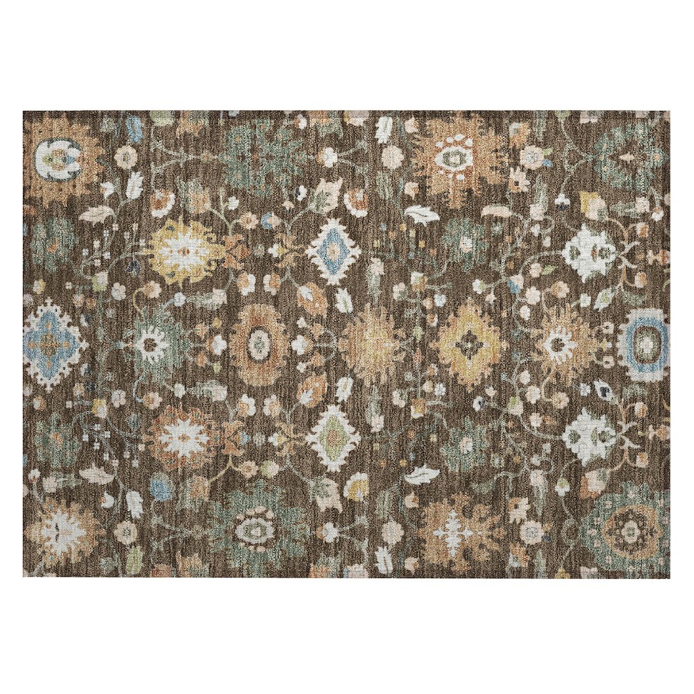 Machine Washable Indoor/Outdoor Chantille ACN2458 Brown 1'8" x 2'6" Rug. Picture 1