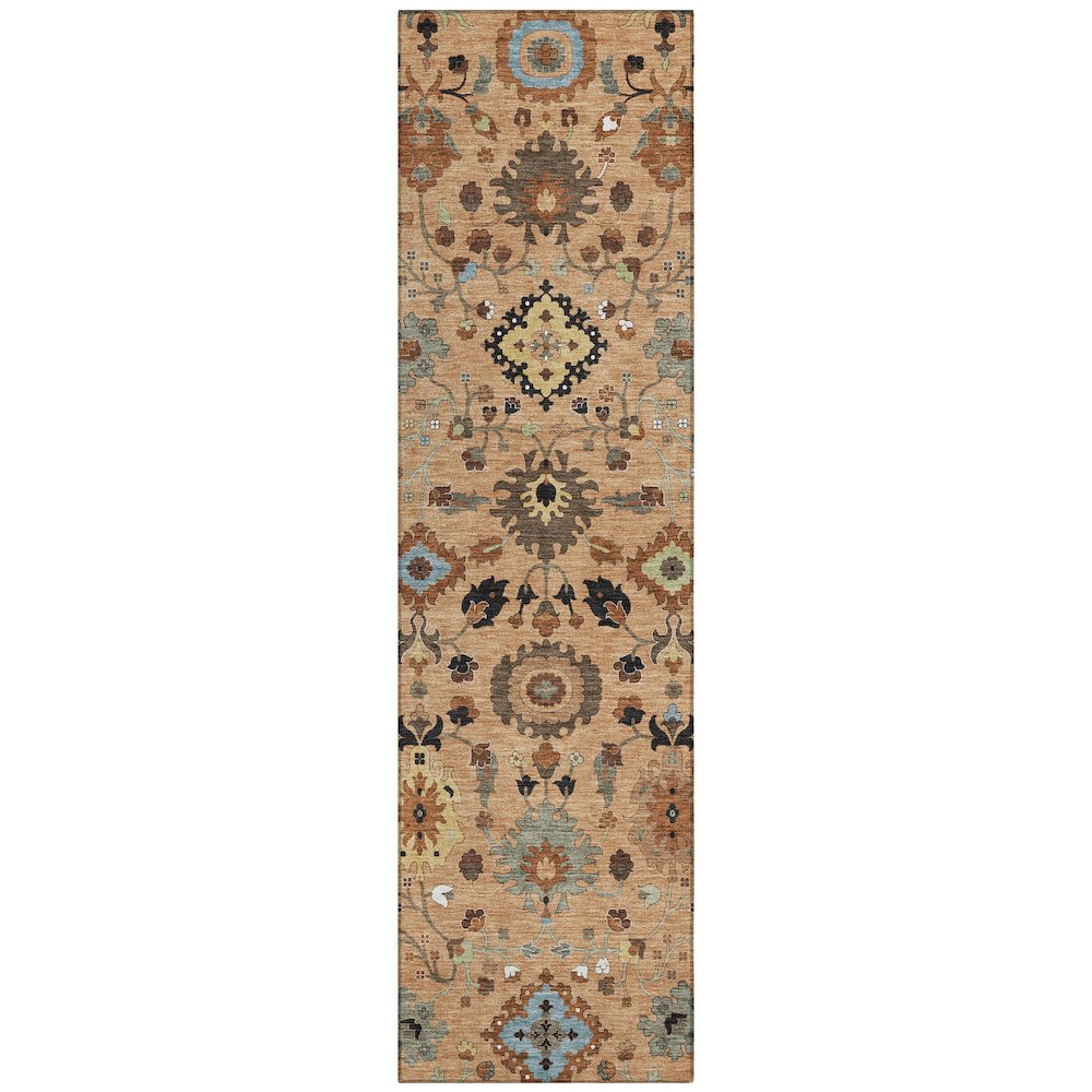 Machine Washable Indoor/Outdoor Chantille ACN2458 Orange 2'3" x 7'6" Runner Rug. Picture 1