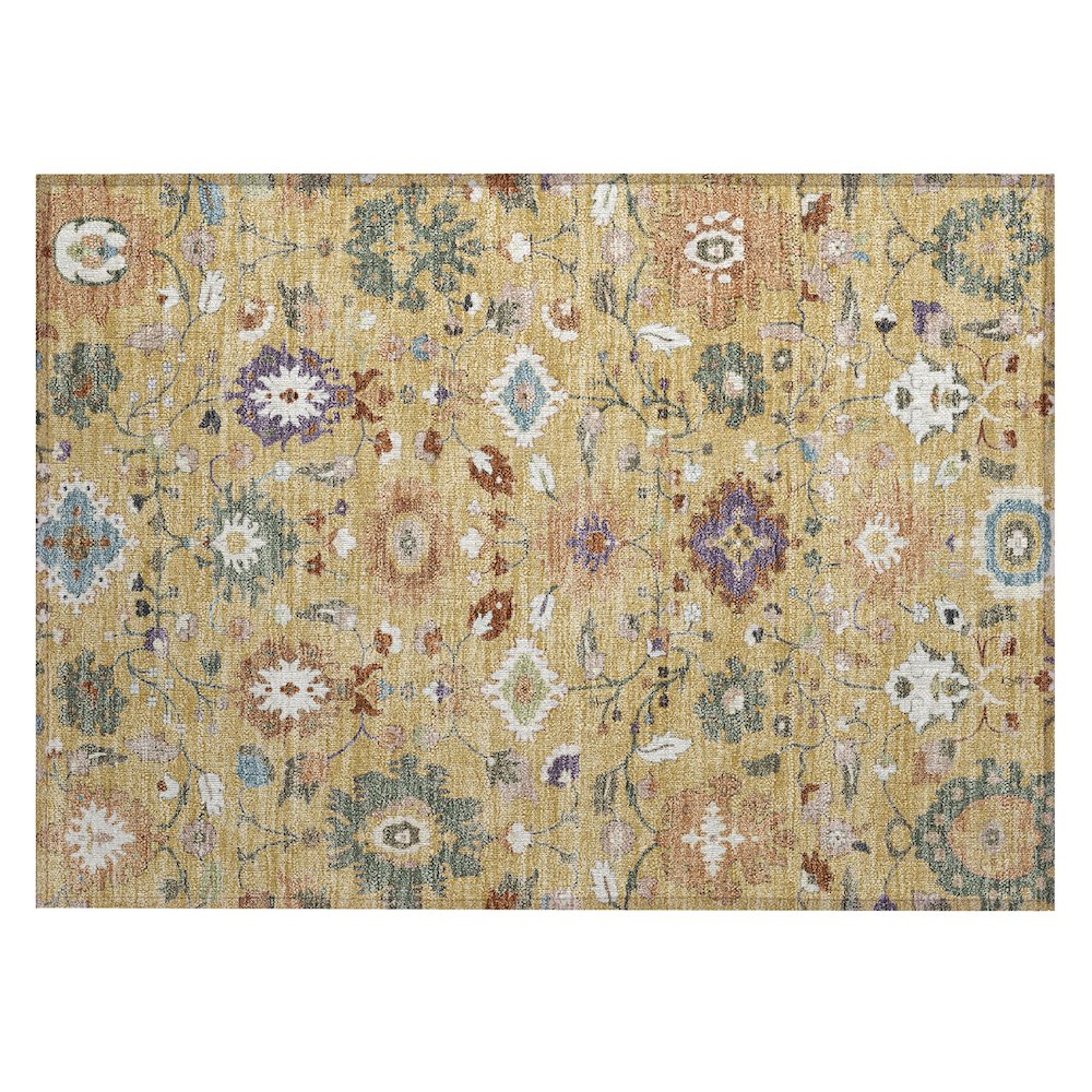 Machine Washable Indoor/Outdoor Chantille ACN2458 Gold 1'8" x 2'6" Rug. Picture 1