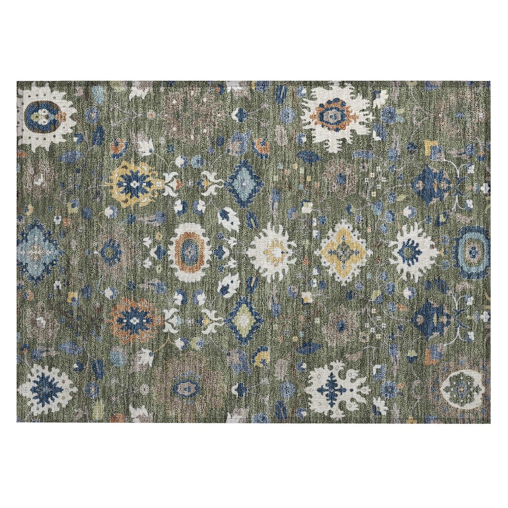 Machine Washable Indoor/Outdoor Chantille ACN2458 Green 1'8" x 2'6" Rug. Picture 1