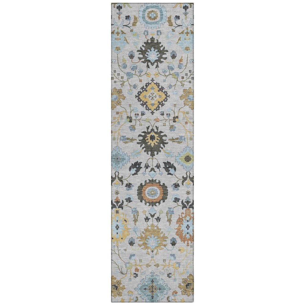 Machine Washable Indoor/Outdoor Chantille ACN2458 Gray 2'3" x 7'6" Runner Rug. Picture 1