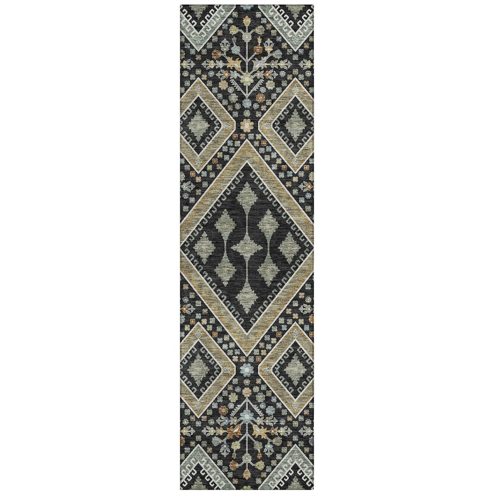 Machine Washable Indoor/Outdoor Chantille ACN2459 Black 2'3" x 7'6" Runner Rug. Picture 1