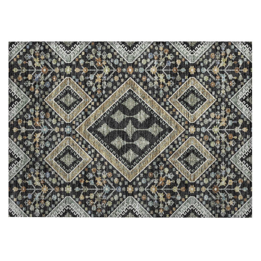 Machine Washable Indoor/Outdoor Chantille ACN2459 Black 1'8" x 2'6" Rug. Picture 1