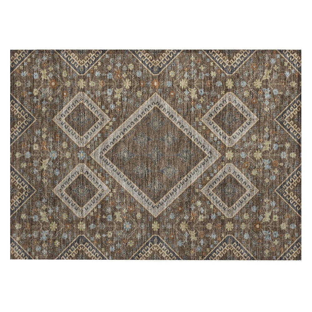 Machine Washable Indoor/Outdoor Chantille ACN2459 Brown 1'8" x 2'6" Rug. Picture 1