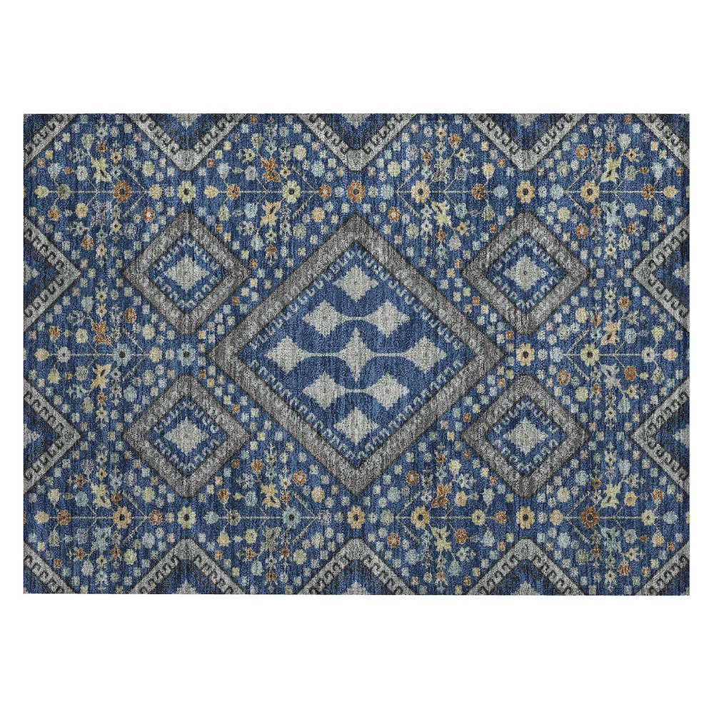 Machine Washable Indoor/Outdoor Chantille ACN2459 Blue 1'8" x 2'6" Rug. Picture 1