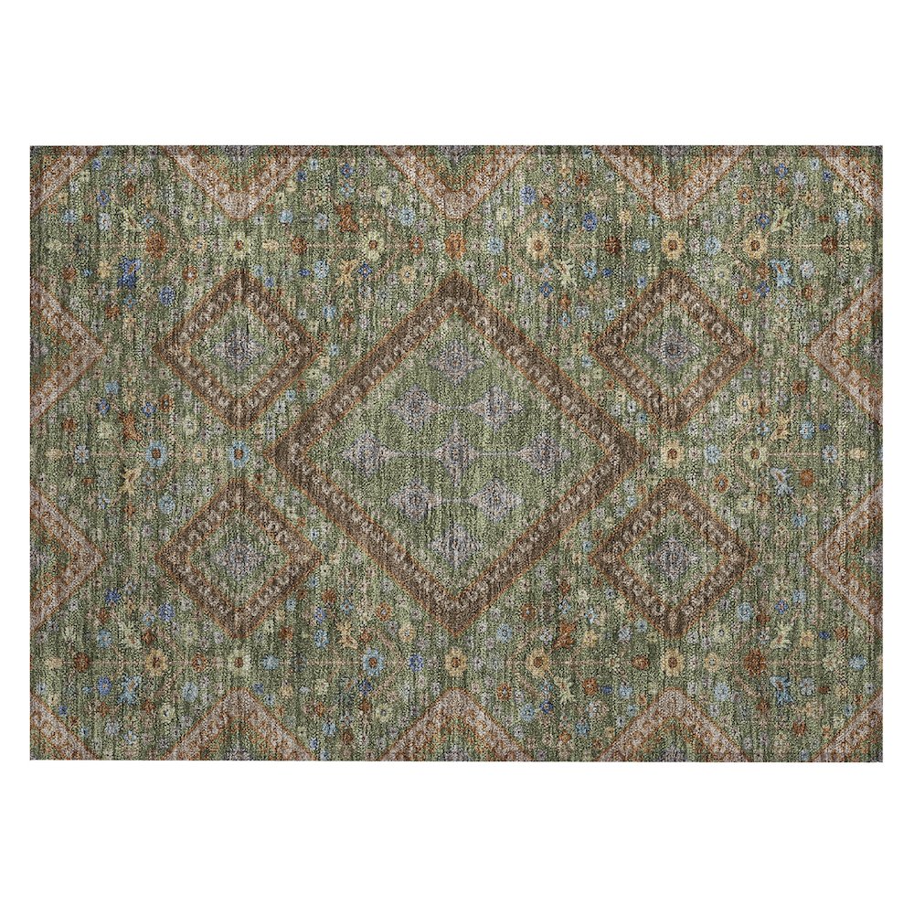 Machine Washable Indoor/Outdoor Chantille ACN2459 Green 1'8" x 2'6" Rug. Picture 1