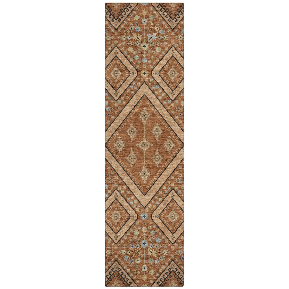 Machine Washable Indoor/Outdoor Chantille ACN2459 Orange 2'3" x 7'6" Runner Rug. Picture 1