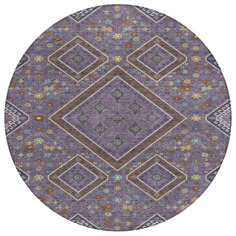 Machine Washable Indoor/Outdoor Chantille ACN2459 Purple 8' x 8' Round Rug. Picture 1