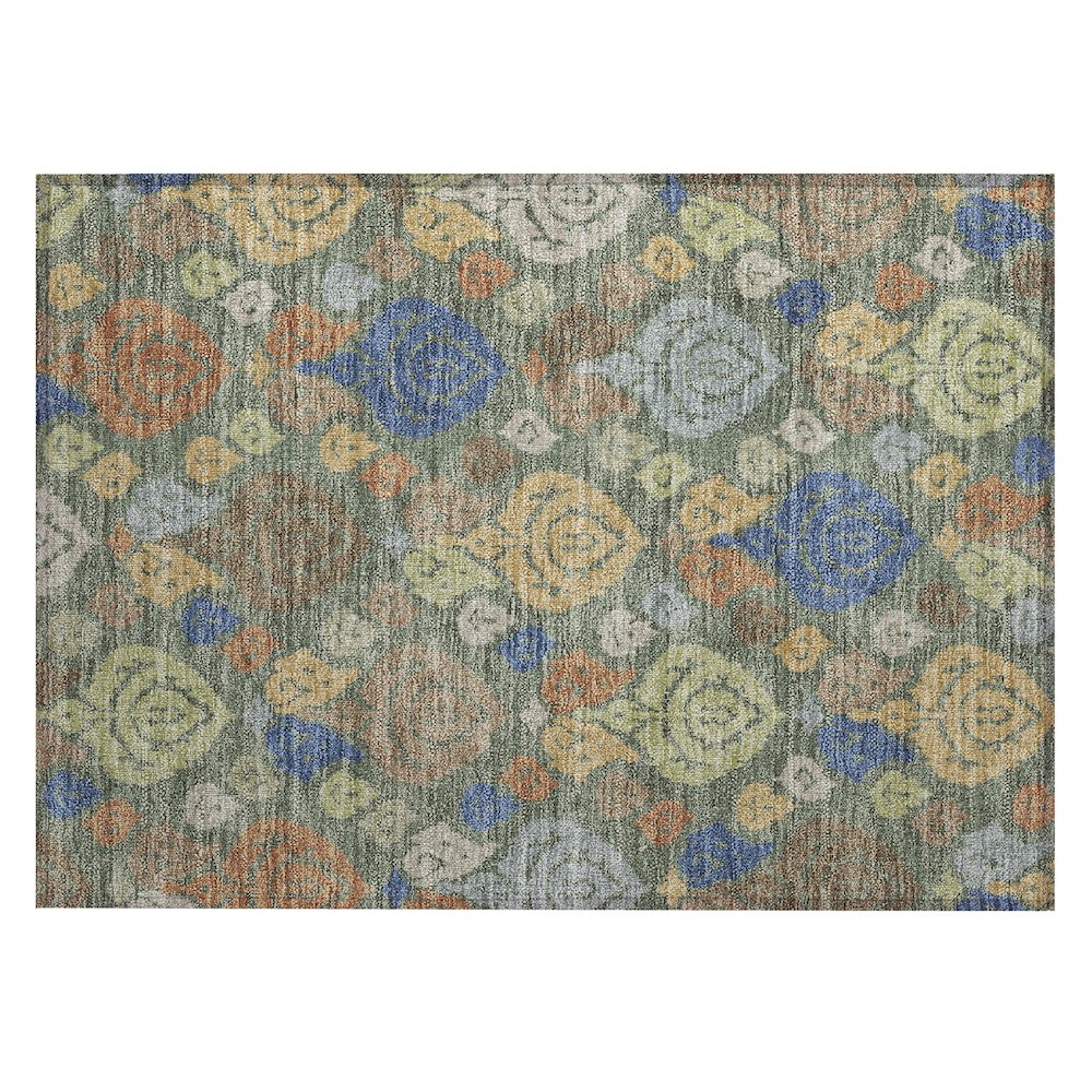 Machine Washable Indoor/Outdoor Chantille ACN2460 Green 1'8" x 2'6" Rug. Picture 1