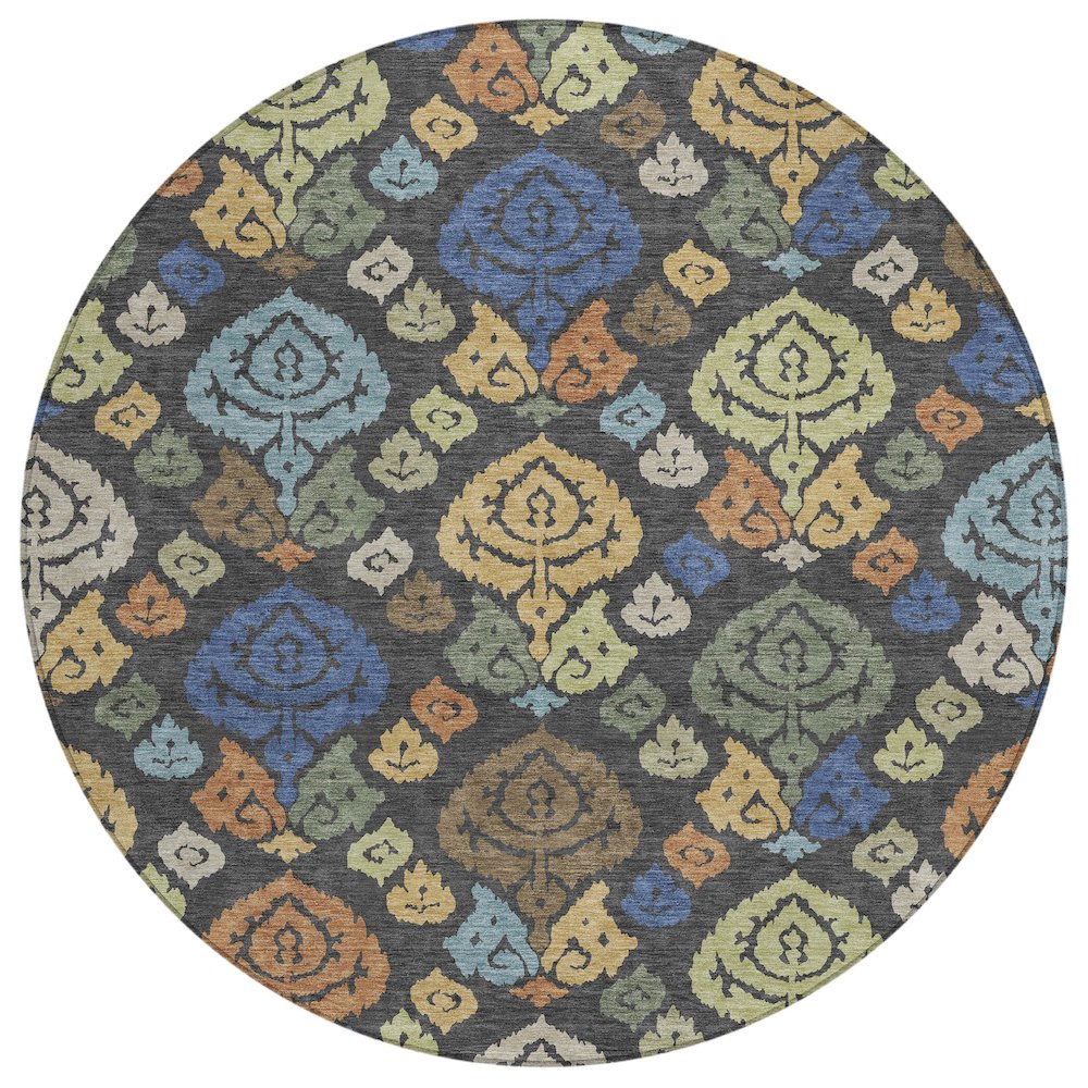 Machine Washable Indoor/Outdoor Chantille ACN2460 Gray 8' x 8' Round Rug. Picture 1
