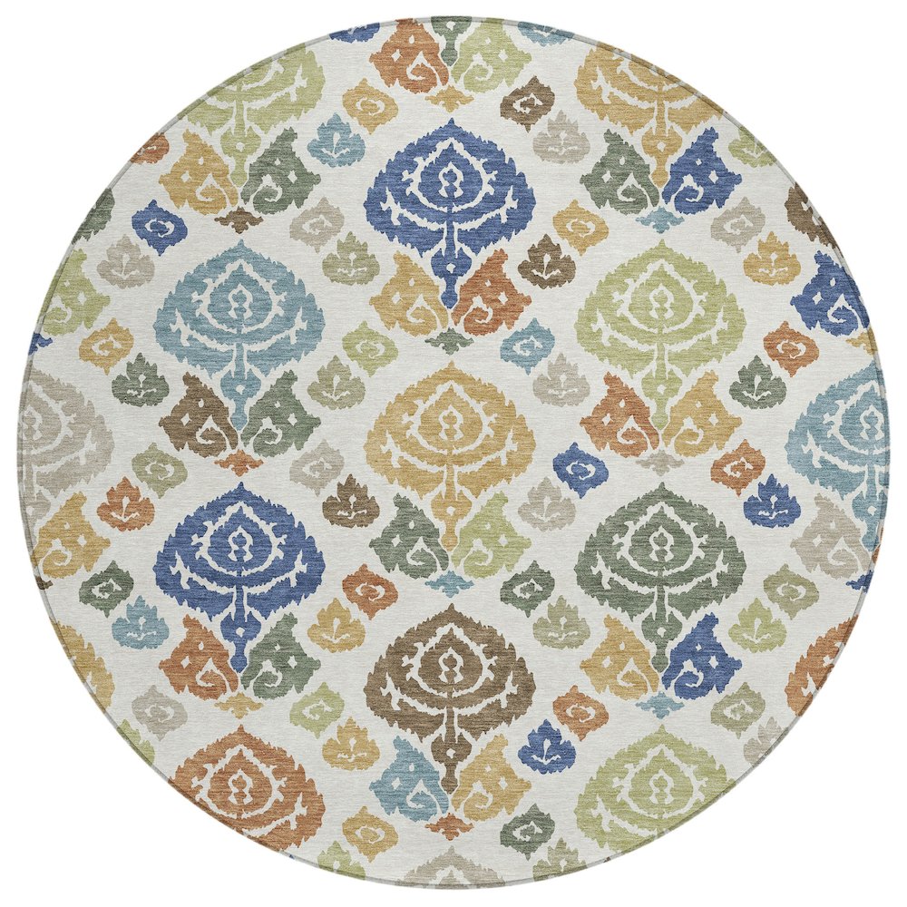 Machine Washable Indoor/Outdoor Chantille ACN2460 Ivory 8' x 8' Round Rug. Picture 1