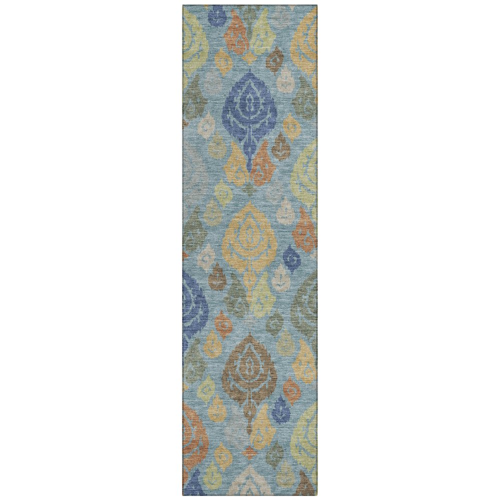 Machine Washable Indoor/Outdoor Chantille ACN2460 Teal 2'3" x 7'6" Runner Rug. Picture 1