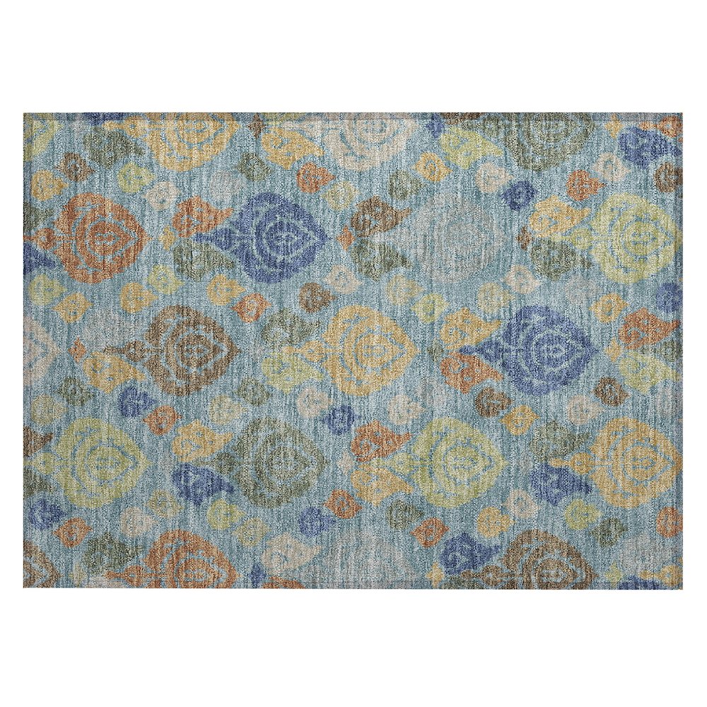 Machine Washable Indoor/Outdoor Chantille ACN2460 Teal 1'8" x 2'6" Rug. Picture 1