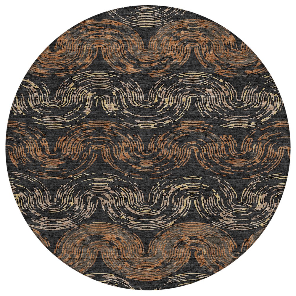Machine Washable Indoor/Outdoor Chantille ACN2461 Black 8' x 8' Round Rug. Picture 1