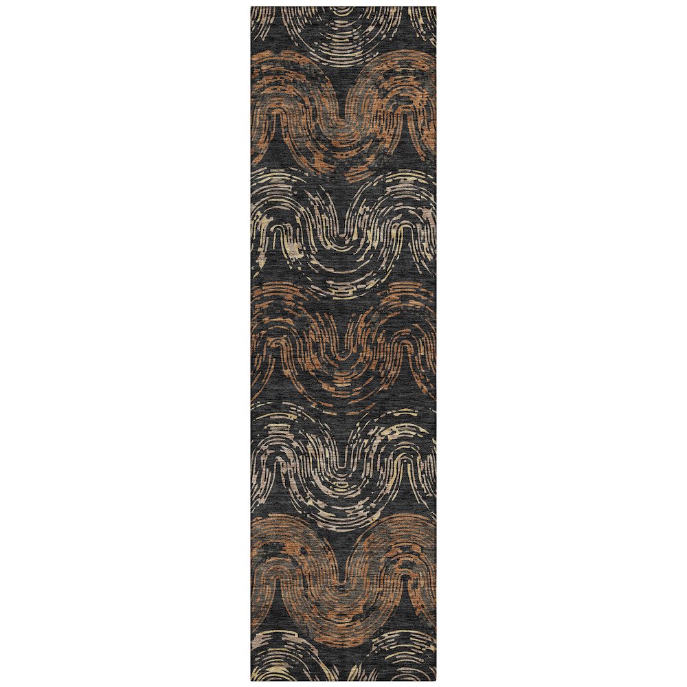 Machine Washable Indoor/Outdoor Chantille ACN2461 Black 2'3" x 7'6" Runner Rug. Picture 1