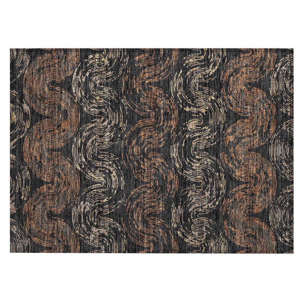 Machine Washable Indoor/Outdoor Chantille ACN2461 Black 1'8" x 2'6" Rug. Picture 1
