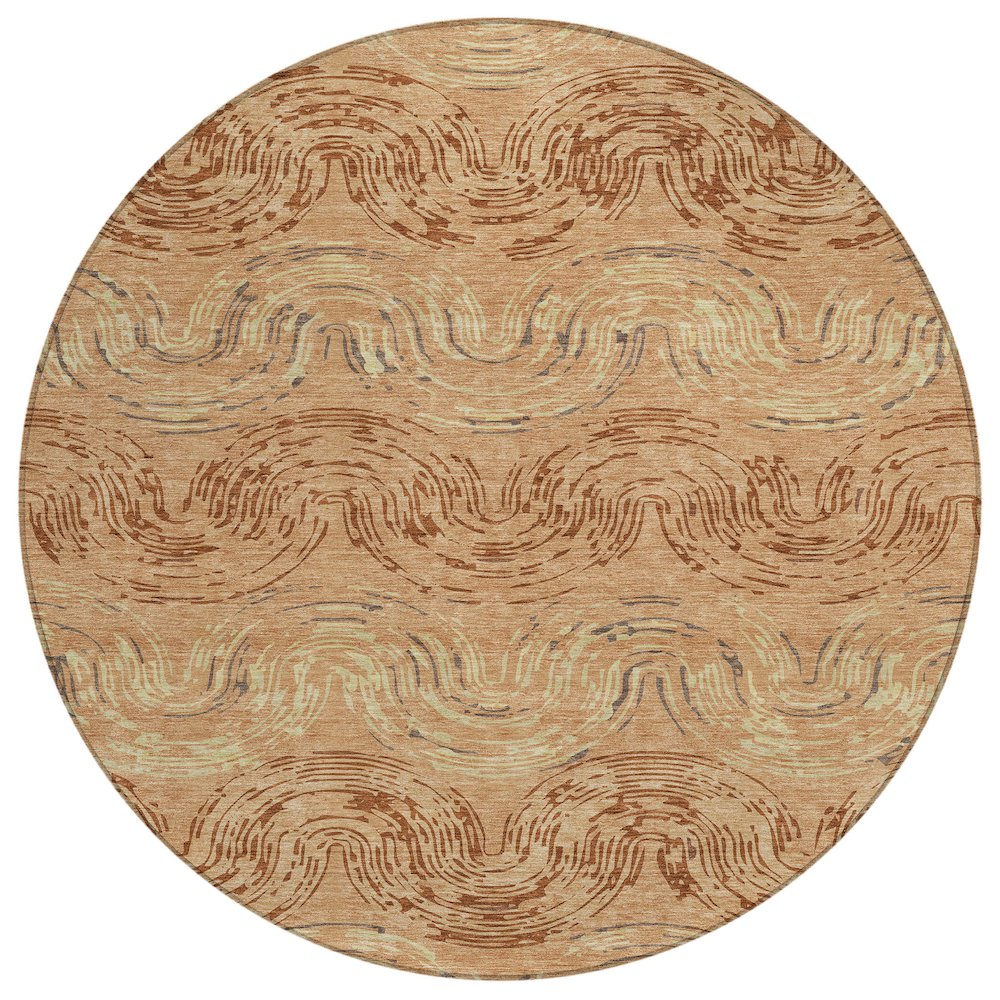 Machine Washable Indoor/Outdoor Chantille ACN2461 Orange 8' x 8' Round Rug. Picture 1