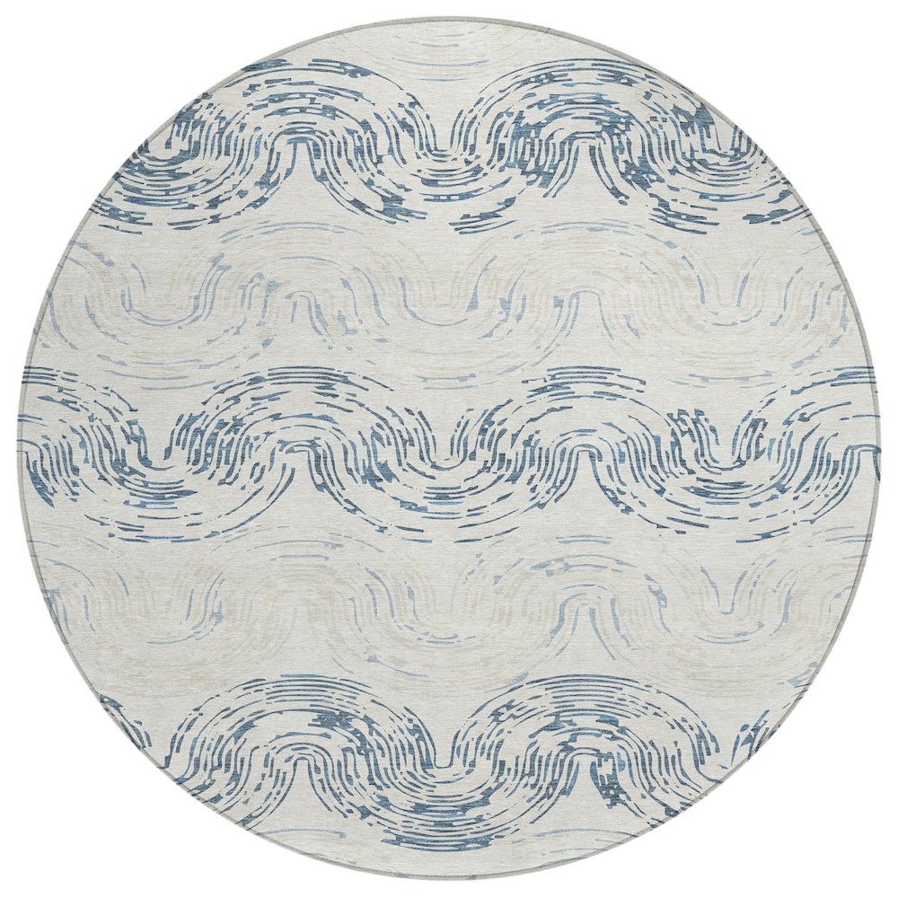 Machine Washable Indoor/Outdoor Chantille ACN2461 Ivory 8' x 8' Round Rug. Picture 1