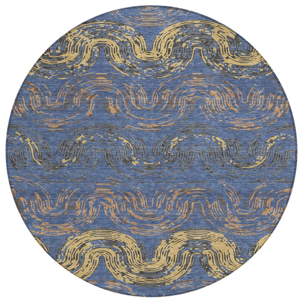 Machine Washable Indoor/Outdoor Chantille ACN2461 Blue 8' x 8' Round Rug. Picture 1