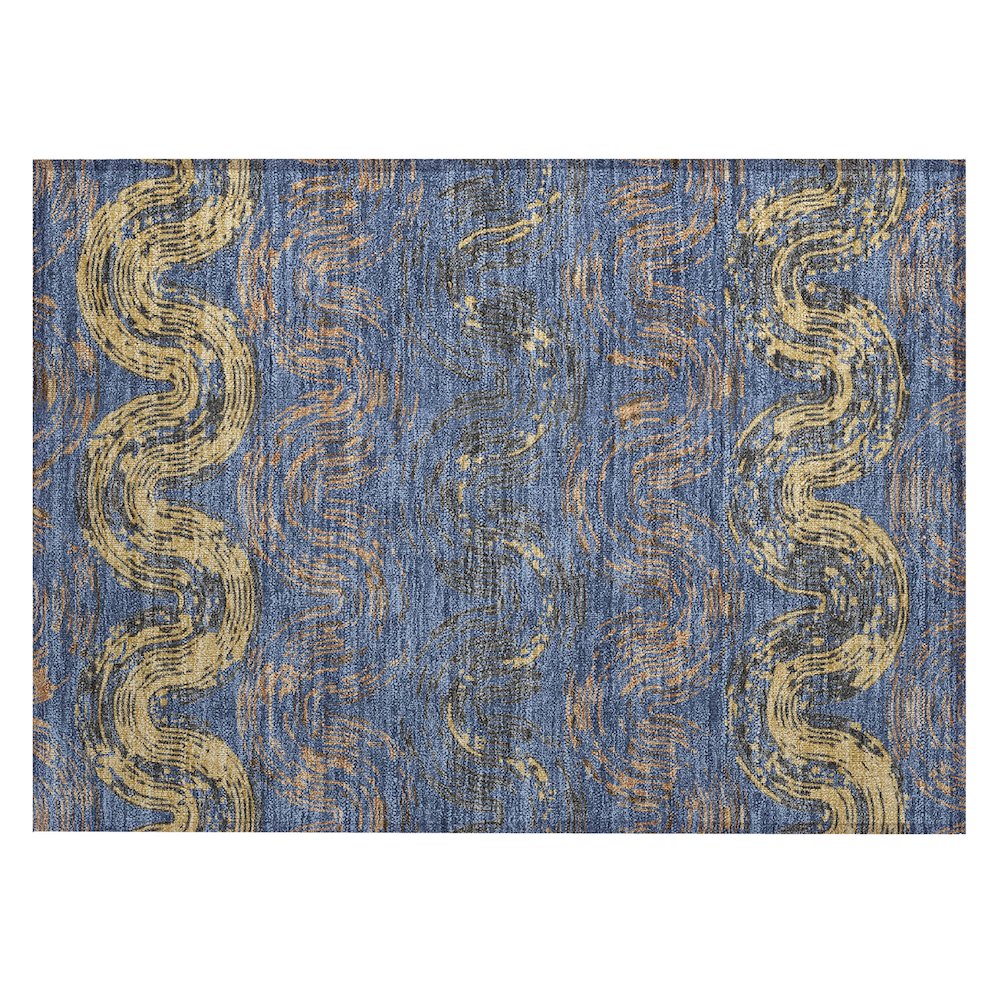 Machine Washable Indoor/Outdoor Chantille ACN2461 Blue 1'8" x 2'6" Rug. Picture 1
