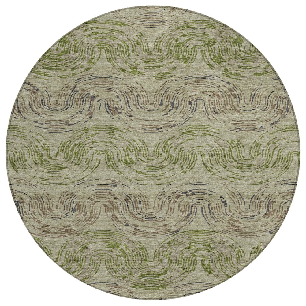 Machine Washable Indoor/Outdoor Chantille ACN2461 Green 8' x 8' Round Rug. Picture 1