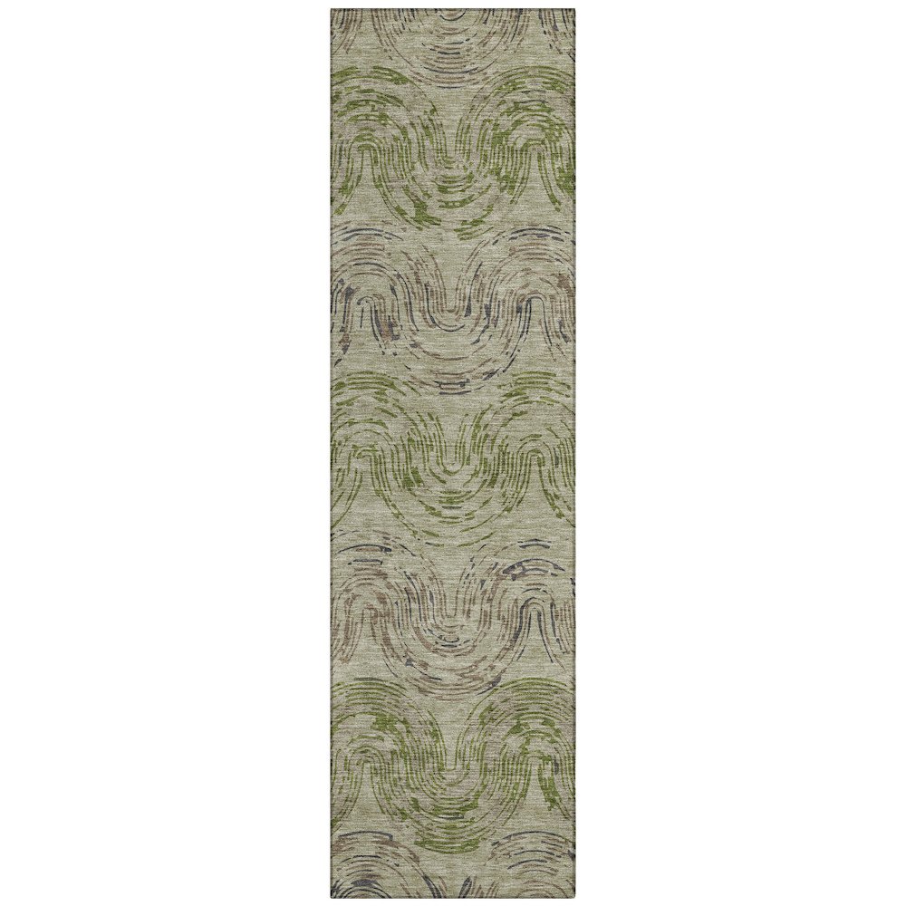 Machine Washable Indoor/Outdoor Chantille ACN2461 Green 2'3" x 7'6" Runner Rug. Picture 1