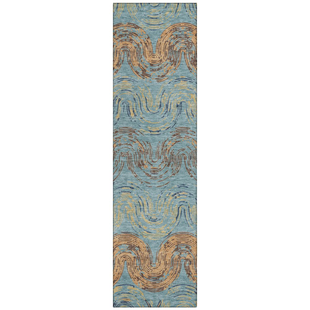 Machine Washable Indoor/Outdoor Chantille ACN2461 Teal 2'3" x 7'6" Runner Rug. Picture 1