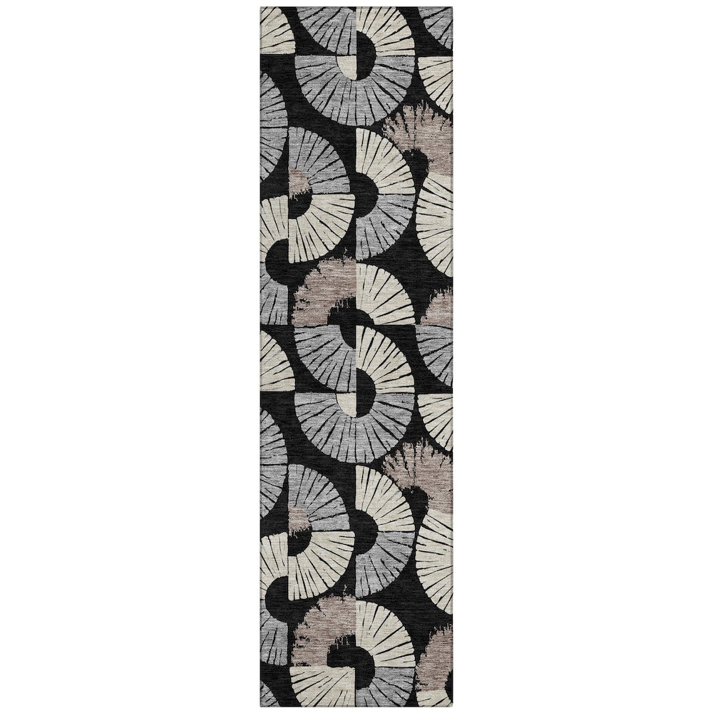 Machine Washable Indoor/Outdoor Chantille ACN2462 Black 2'3" x 7'6" Runner Rug. Picture 1