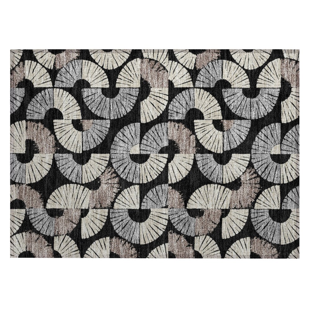 Machine Washable Indoor/Outdoor Chantille ACN2462 Black 1'8" x 2'6" Rug. Picture 1