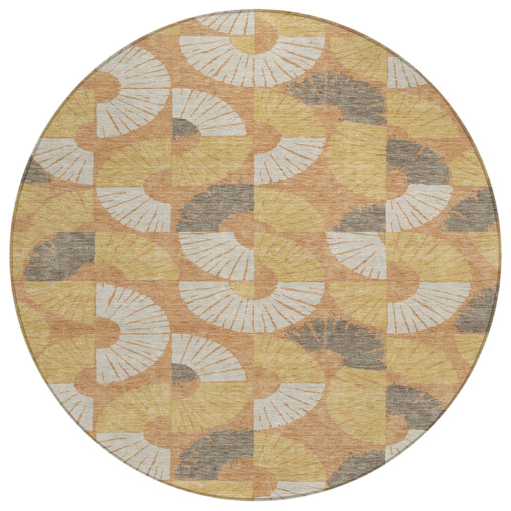 Machine Washable Indoor/Outdoor Chantille ACN2462 Orange 8' x 8' Round Rug. Picture 1