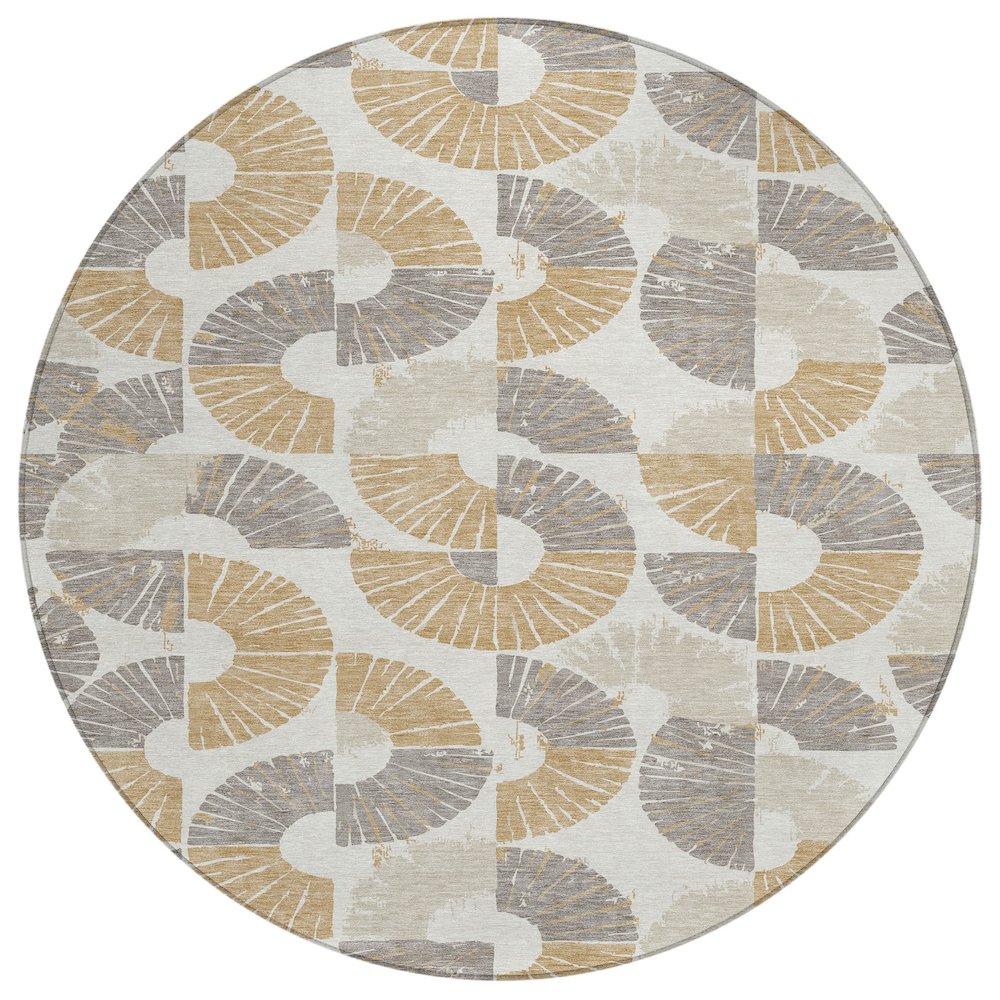 Machine Washable Indoor/Outdoor Chantille ACN2462 Ivory 8' x 8' Round Rug. Picture 1