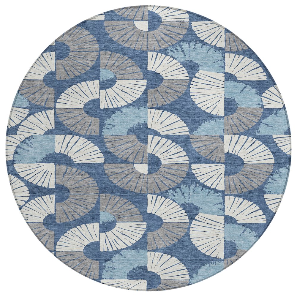 Machine Washable Indoor/Outdoor Chantille ACN2462 Blue 8' x 8' Round Rug. Picture 1
