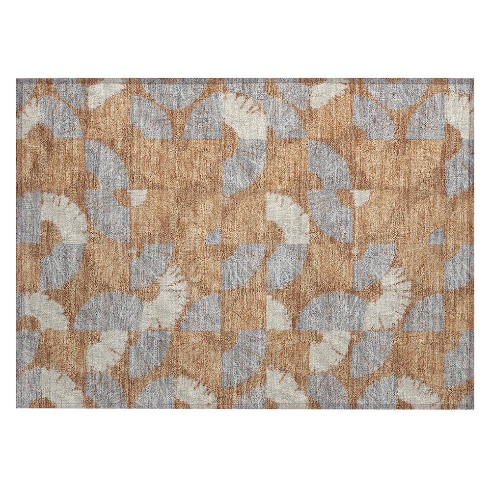 Machine Washable Indoor/Outdoor Chantille ACN2462 Orange 1'8" x 2'6" Rug. Picture 1