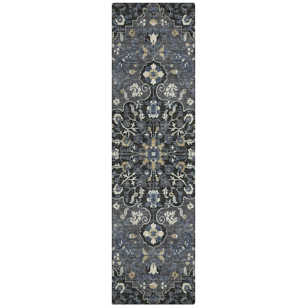Machine Washable Indoor/Outdoor Chantille ACN2463 Black 2'3" x 7'6" Runner Rug. Picture 1