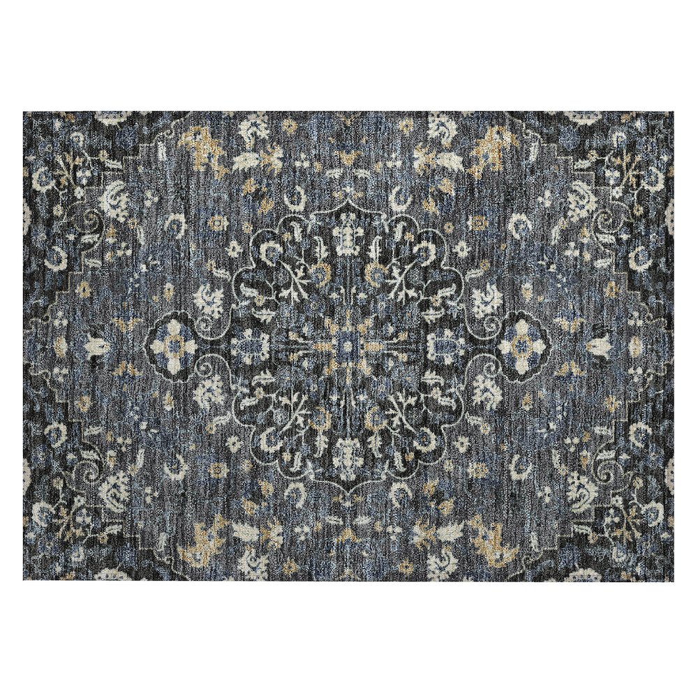 Machine Washable Indoor/Outdoor Chantille ACN2463 Black 1'8" x 2'6" Rug. Picture 1